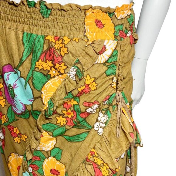 FREE PEOPLE RARE Floral Ruffled + Ruched Midi Skirt - Picture 5 of 6